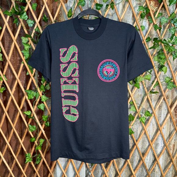 Vintage Y2K guess USA made 80s / 90s throwback neon t-shirt - Picture 1 of 4